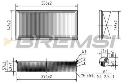 Воздушный фильтр BREMSI FA2316