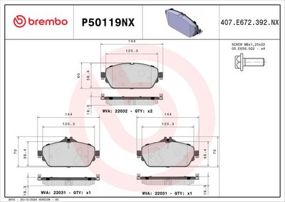 Bremžu uzliku kompl., Disku bremzes BREMBO P 50 119NX