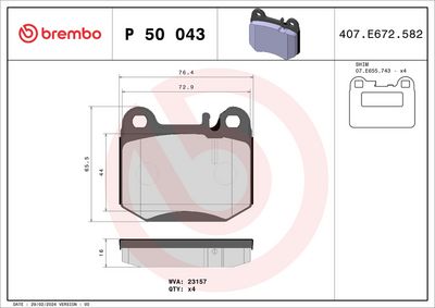 Bremžu uzliku kompl., Disku bremzes BREMBO P 50 043