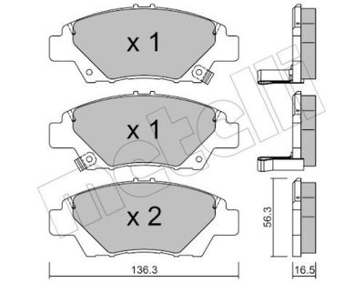 Bremžu uzliku kompl., Disku bremzes METELLI 22-0865-0