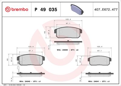 Bremžu uzliku kompl., Disku bremzes BREMBO P 49 035