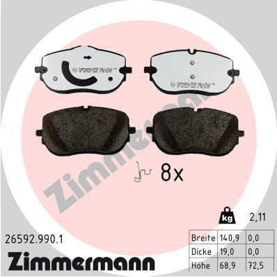 Bremžu uzliku kompl., Disku bremzes ZIMMERMANN 26592.990.1