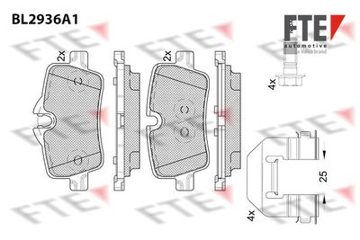 Bremžu uzliku kompl., Disku bremzes FTE 9011180