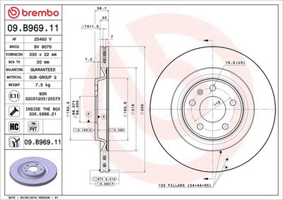 Тормозной диск BREMBO 09.B969.11