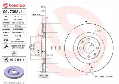 Тормозной диск BREMBO 09.7398.11