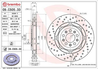 Bremžu diski BREMBO 09.C505.33