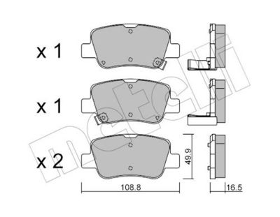 Комплект тормозных колодок, дисковый тормоз METELLI 22-0881-0