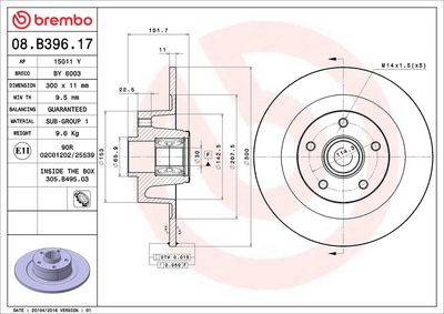 Bremžu diski BREMBO 08.B396.17