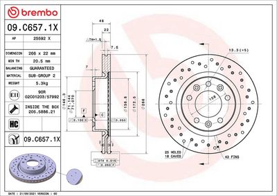 Тормозной диск BREMBO 09.C657.1X