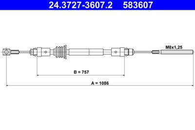 Тросик, cтояночный тормоз ATE 24.3727-3607.2