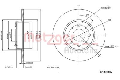 Тормозной диск METZGER 6110307