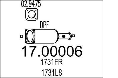 Nosēdumu-/Daļiņu filtrs, Izplūdes gāzu sistēma MTS 17.00006