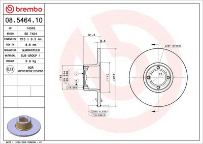 Тормозной диск BREMBO 08.5464.10