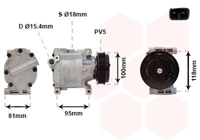 Компрессор, кондиционер VAN WEZEL 1700K090