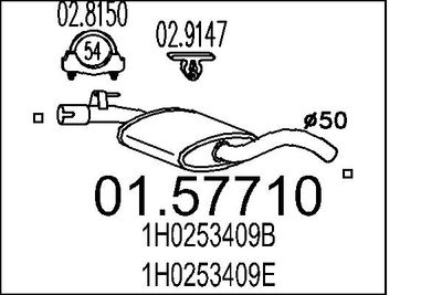Vidējais izpl. gāzu trokšņa slāpētājs MTS 01.57710