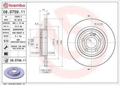 Тормозной диск BREMBO 08.D759.11