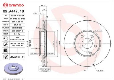 Тормозной диск BREMBO 09.A447.11