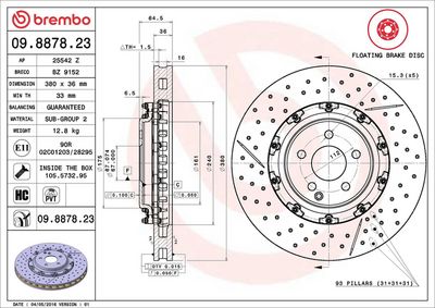 Bremžu diski BREMBO 09.8878.23