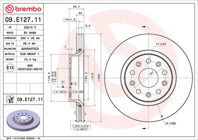 Тормозной диск BREMBO 09.E127.11