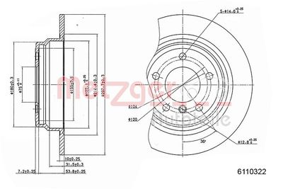 Тормозной диск METZGER 6110322