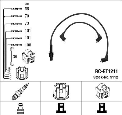 Augstsprieguma vadu komplekts NGK 9112