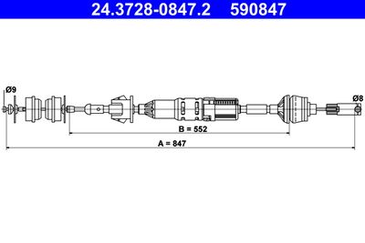 Трос, управление сцеплением ATE 24.3728-0847.2