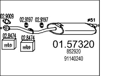 Vidējais izpl. gāzu trokšņa slāpētājs MTS 01.57320
