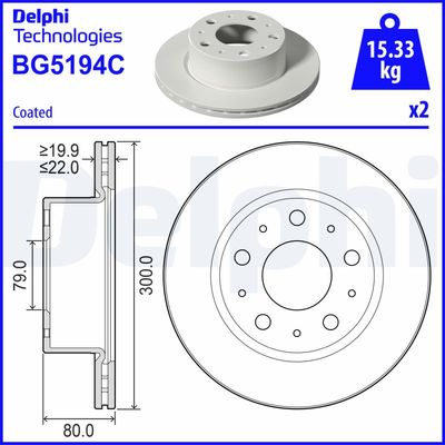 Тормозной диск DELPHI BG5194C