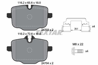 Комплект тормозных колодок, дисковый тормоз TEXTAR 2470381