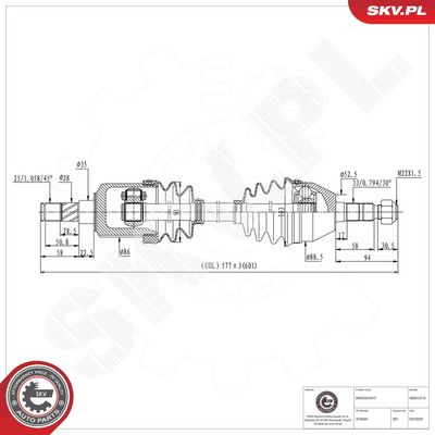 Piedziņas vārpsta ESEN SKV 40SKV215