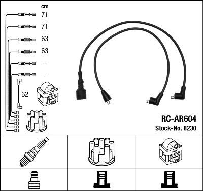 NGK 8230 Augstsprieguma vadu komplekts