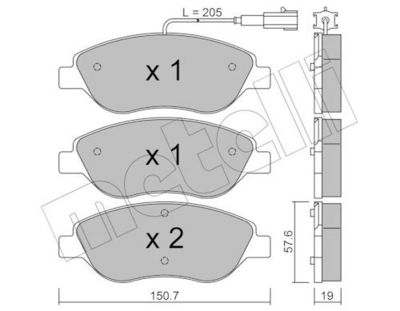 Комплект тормозных колодок, дисковый тормоз METELLI 22-0577-0