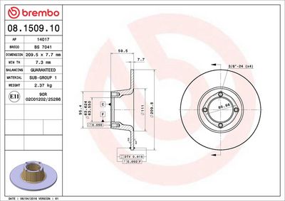 Bremžu diski BREMBO 08.1509.10