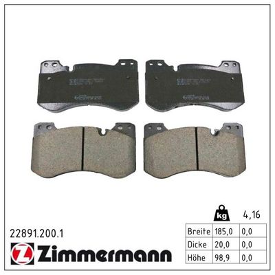 Bremžu uzliku kompl., Disku bremzes ZIMMERMANN 22891.200.1