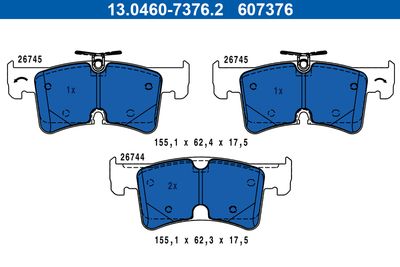 Bremžu uzliku kompl., Disku bremzes ATE 13.0460-7376.2