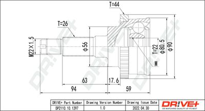 Шарнирный комплект, приводной вал Dr!ve+ DP2110.10.1297