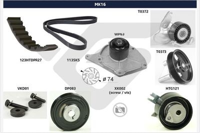 Ķīļrievu siksnu komplekts HUTCHINSON MK16