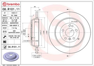 Тормозной диск BREMBO 08.R101.11