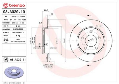 Тормозной диск BREMBO 08.A029.11