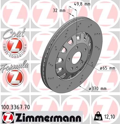 Bremžu diski ZIMMERMANN 100.3367.70