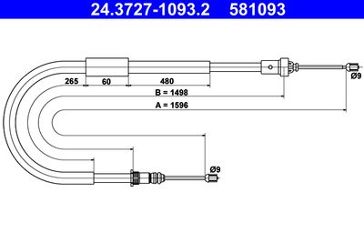 Тросик, cтояночный тормоз ATE 24.3727-1093.2