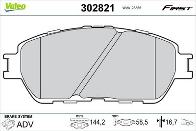 Bremžu uzliku kompl., Disku bremzes VALEO 302821