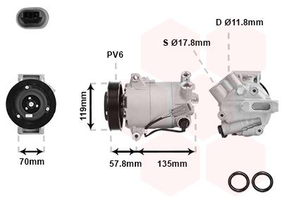 Компрессор, кондиционер VAN WEZEL 3700K496