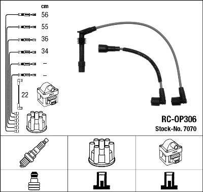 Augstsprieguma vadu komplekts NGK 7070