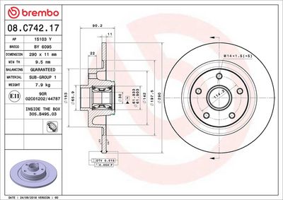 Bremžu diski BREMBO 08.C742.17