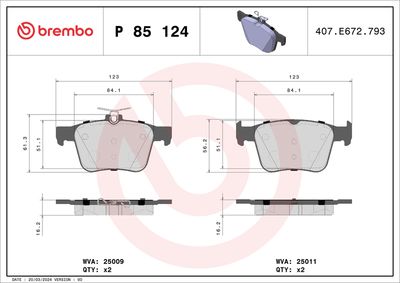 Bremžu uzliku kompl., Disku bremzes BREMBO P 85 124X