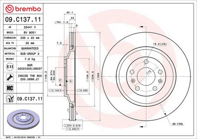 Тормозной диск BREMBO 09.C137.11