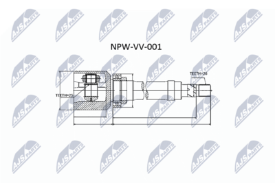 Шарнирный комплект, приводной вал NTY NPW-VV-001