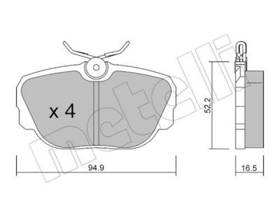 Bremžu uzliku kompl., Disku bremzes METELLI 22-0351-0