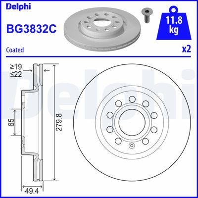 Тормозной диск DELPHI BG3832C